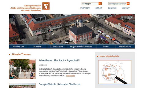 MedienKombinat bringt "Städte mit historischen Stadtkernen" ins Web - Die Arbeitsgemeinschaft (AG) "Städte mit historischen Stadtkernen" präsentiert sich mit einer neuen Webseite