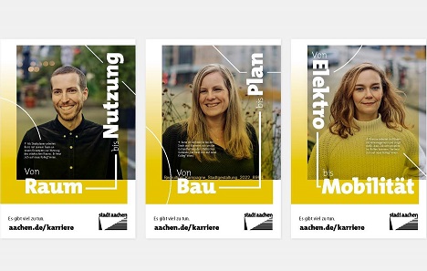Aachen sucht Stadtgestalter*innen - Die neue Recruiting-Kampagne zeigt Mitarbeitende der Stadt Aachen – Foto: StadtAachen / yella park
