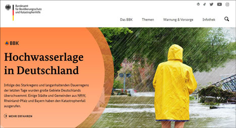 Bundesamt für Bevölkerungsschutz und Katastrophenhilfe mit erneuertem Webauftritt - Der erneuerte Webauftritt des Bundesamtes für Bevölkerungsschutz und Katastrophenhilfe (BBK) ist online - Foto: Screenshot der Website www.bbk.bund.de