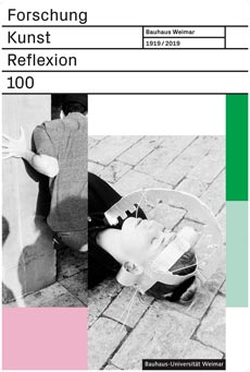 Bauhaus-Uni Weimar launcht Programmplakat und Podcastserie zum Jubiläum - Programmplakat Vorderseite 1 (Layout: Happy Little Accidents, Patrick Martin und Tobias Dahl; Fotos: Samuel Solazzo und Jannis Uffrecht)