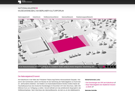 Berliner Museumsneubau erhält Online-Auftritt - Die Agenturen cosmoblonde und ART+COM zeichnen für die Site verantwortlich; Screenshot