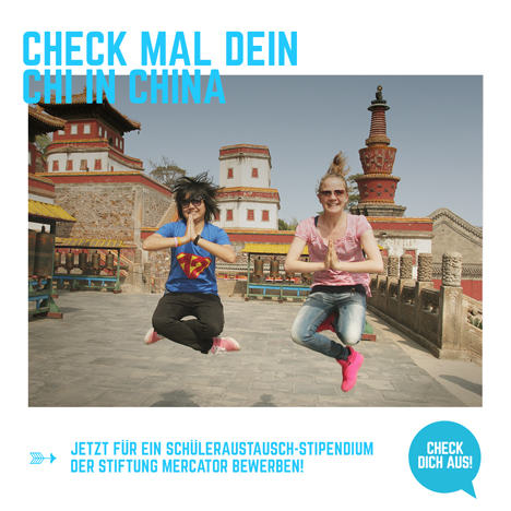 Stiftung Mercator startet Kampagne für einen Schüleraustausch in China - Die Kampagne "Check dich aus" der Stiftung Mercator ist sowohl auf Instagam als auch Facebook präsent; Foto: Stiftung Mercator