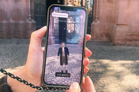 Mit Johann Wolfgang von Goethe unterwegs im Frankfurt zur Zeit der Kaiserkrönung - Eine neue Augmented-Reality-App führt durch die Frankfurter Altstadt - mit Johann Wolfgang von Goethe als Moderator - Foto: #visitfrankfurt