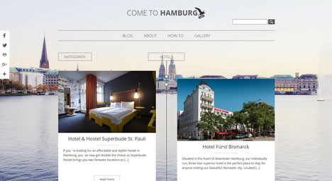 Hamburger Hoteliers werben um internationale Blogger - Das Projekt "Come to Hamburg" soll zur Förderung des Tourismusstandorts Hamburg beitragen; Foto: Screenshot