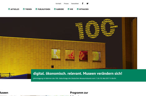 Deutscher Museumsbund erhält modernen Online-Anstrich - Das neue, responsive Design ermöglicht die Nutzung der Webseite auf unterschiedlichen Endgeräten; Screenshot