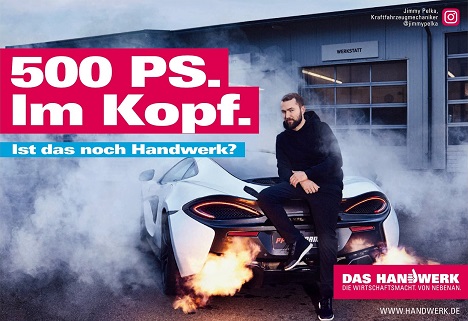 Handwerk zeigt sich vielfältig und modern - Einer der neuen Handwerk-Testimonials ist Kraftfahrzeugmechaniker Jimmy Pelka; Foto: DHKT/Das Handwerk