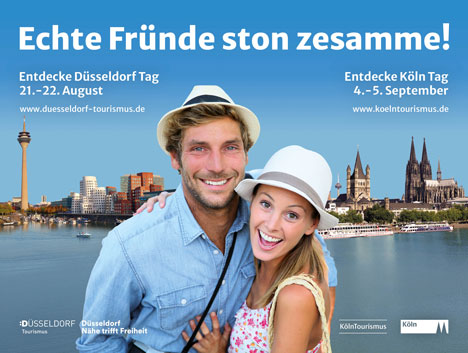 Düsseldorf und Köln kurbeln gemeinsam den Tourismus und die Hotellerie an - Werbemotiv der gemeinsamen Aktion von Düsseldorf und Köln - Foto: KölnTourismus GmbH