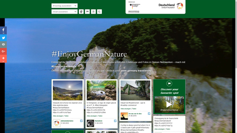 DZT bewirbt Naturreiseziel Deutschland in den Niederlanden - #EnjoyGermanNature - hier findet man die Themenkampagne "Faszination Natururlaub in Deutschland" der DZT; Screenshot