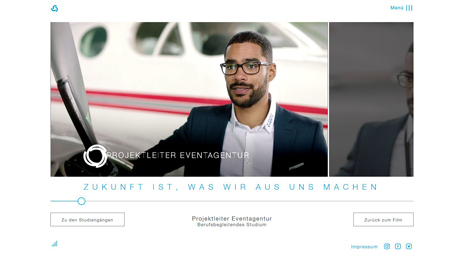 Hochschule Fresenius nutzt Storytelling für neue Kampagne - In Spin off-Clips werden online die Geschichten der Protagonisten aus dem Imagefim weitererzählt; Screenshot