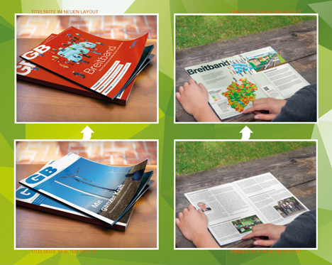 schaffrath medien gestaltet Magazin "GB" des Rheinisch-Westfälischen Genossenschaftsverbandes - So hat sich das Magazin "GB" durch den Relaunch geandelt; Foto: schaffrath medien