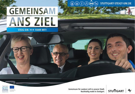 Stuttgart animiert zu Fahrgemeinschaften - Fahrgemeinschaften sollen den motorisierten Verkehr in Stuttgart reduzieren und die Luftreinhaltung fördern; Foto: Landeshauptstadt Stuttgart