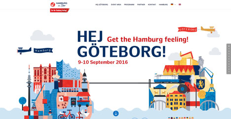 Hamburg präsentiert sein kulturelles Angebot in Göteborg - Auf der Landingpage www.goteborg.hamburgontour.com informiert das Hamburg Convention Bureau über sein Live-Kommunikations-Event in Göteborg; Foto. Screenshot