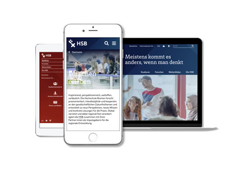 Hochschule Bremen stellt überarbeitete Website vor - Der neue Online-Auftritt der Hochschule Bremen lässt sich auf dem Computer, Smartphone oder Tablet bedienen - Foto: Hochschule Bremen - Peter Gough