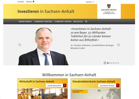 Investitions- und Marketinggesellschaft Sachsen-Anhalt relauncht Webauftritt - Benutzerfreundlichere Struktur auf der IMG-Seite; Screenshot