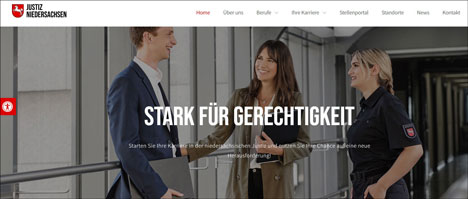 Niedersächsische Justiz wirbt um Nachwuchs - Auf der Website stark-fuer-gerechtigkeit.de finden Interessierte einen Stellenmarkt sowie diverse Informationen über die Berufe in der Justiz und die Möglichkeit, sich zu bewerben - Foto: Screenshot der Website stark-fuer-gerechtigkeit.de