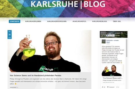 Neuer Blog zeigt Facettenreichtum von Karlsruhe - Der neue Blog rund um die Stadt Karlsruhe richtet sich an Studierende und junge Leute; Foto: Screenshot