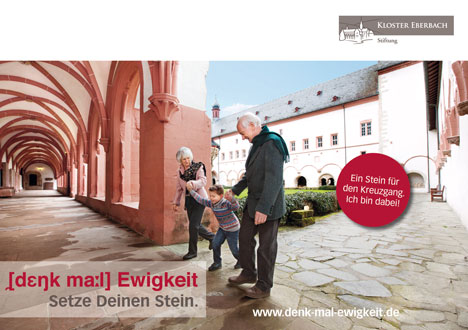 Kloster Eberbach wirbt für Finanzierung des Kreuzgangs - Das Kloster Eberbach will potenzielle Spender gewinnen, die sich für das ehemalige Zisterzienserkloster engagieren; Foto: Face 2 Face Communication