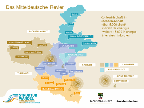 Mitteldeutsches Revier auf dem Weg in die Zukunft - Fünf Regionen in Sachsen-Anhalt sind Teil des Mitteldeutschen Reviers: die kreisfreie Stadt Halle (Saale), der Saalekreis, der Burgenlandkreis sowie die Landkreise Anhalt-Bitterfeld und Mansfeld-Südharz – Foto: Genese