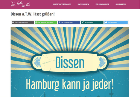 Region Osnabrück schaltet Imagekampagne - Screenshot einer Grußkarte von der Seite gruss-aus-der-provinz.de