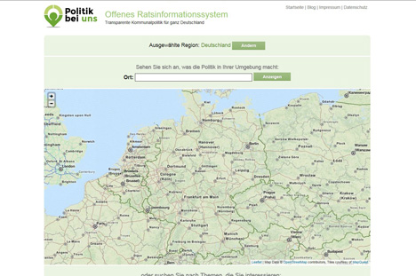Open Knowledge Foundation Deutschland launcht neues Portal "Politik bei uns" - "Politik bei uns" ist als offenes Ratsinformationssystem angelegt