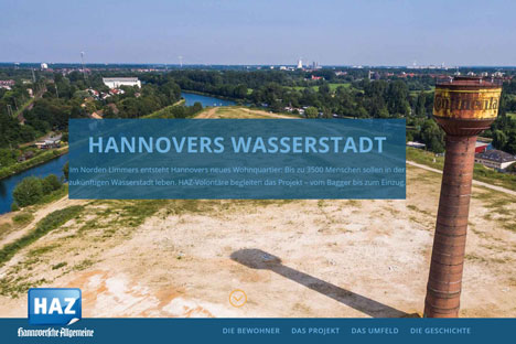 Hannovers Bauprojekt "Wasserstadt" wird von HAZ-Volontären multimedial begleitet - Sechs Volontäre der Hannoverschen Allgemeinen zeitung berichten über die Baufortschritte der Wasserstadt; Foto: Madsack