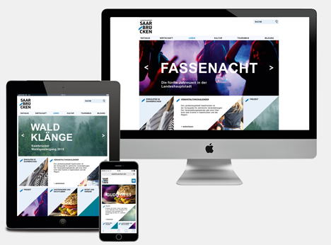 Saarbrücken zeigt sich mit neuem Corporate Design - Das neue Corporate Design ist auch auf der Hompage der saarländischen Landeshauptstadt zu sehen. (Foto: wirDesign)