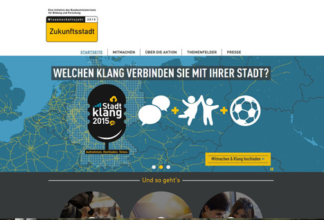Wissenschaftsjahr 2015: Wie klingen unsere Städte? - Screenshot der Website stadtklang.de