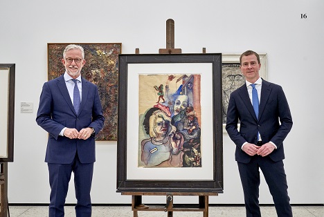 Städel Museum setzt Zusammenarbeit mit Deutscher Bank fort - Karl von Rohr (li.), stellvertretender Vorstandsvorsitzender der Deutschen Bank, übergibt vier Kunstwerke an das Städel Museum und dessen Direktor Philipp Demandt – Foto: Städel Museum – Norbert Miguletz