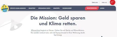 Online-Portal "Steckys Klima-Mission" ist gestartet - Die Website www.steckys-spartipps.de soll dabei helfen, Energie zu sparen; Foto: Screenshot von Steckys Spartipps