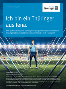 Thüringen richtet seine Standortkampagne neu aus - Speerwerfer Thomas Röhler gehört zu den Testimonials der neuen Kampagne; Abb.:Wirtschaftsministerium Thüringen