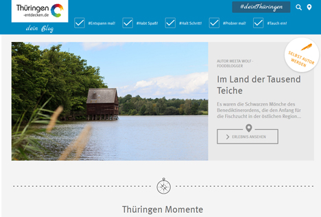 Digitales Reisetagebuch für Thüringen gestartet - Auf www.thueringen-entdecken.de/blog ist das digitale Reisetagebuch zu finden; Foto: Screenshot