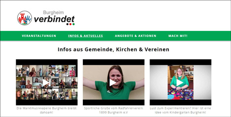 Online-Portal bringt Burgheims Politiker, Unternehmen und Bürger zusammen - Mit dem neuen Portal burgheim-verbindet.de soll der Bedarf der Menschen an lokalen Nachrichten gedeckt werden; Foto: Screenshot der Website