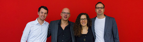 Agentur dietz erweitert Führungsteam - v.l. David van den Breul (Technical Director), Oliver Dietz (CEO), Verena Gräter (Client Service Director) und Markus Wirth (Creative Director); Foto: dietz