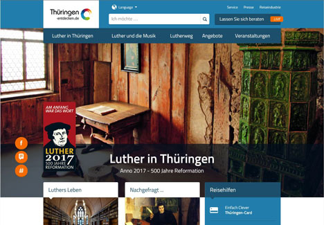 Thüringer Tourismus überarbeitet Luther-Webseite - Thüringer Tourismus beauftragte für den Relaunch die Online-Agentur Webit in Dresden