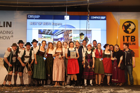 Bayern gewinnt Preis "Best of Best" auf der ITB - Die Bayern Tourismus GmbH gewinnt auf der diesjährigen ITB Berlin zwei Preise; Foto: Nicolas Knewitz