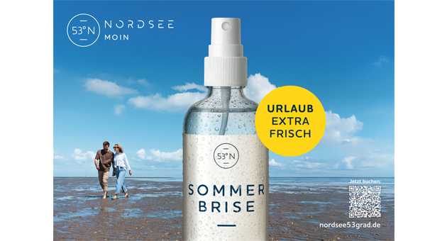Niedersächsische Nordsee setzt auf Wetter-Targeting - Das Key Visual der "Coolcation"-Kampagne für die Tourismusregion Nordsee ist im Sommer 2025 vor allem in Freiburg, Karlsruhe und Köln sichtbar - Foto: TANO